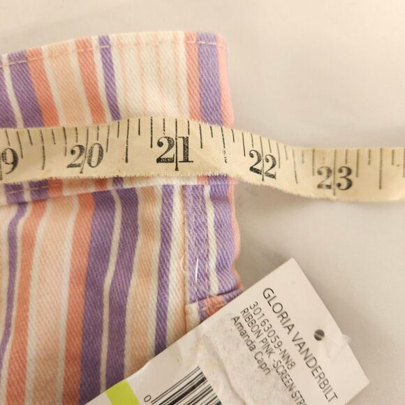 NWT Gloria Vanderbilt Womens 18W 43x19 Pastel Striped High Rise Amanda Capris - Picture 6 of 8